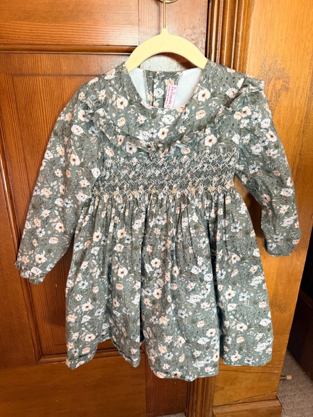 La Coqueta sage green Silvana hand smocked dress